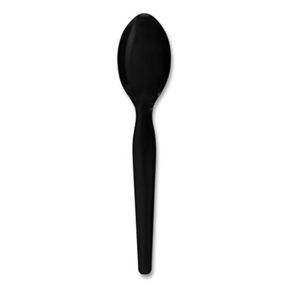 Heavyweight Polystyrene Cutlery, Spoon, Plastic, Black, 1,000/Carton