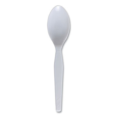 Mediumweight Polystyrene Cutlery, Spoon, Plastic, White, 100/Box, 10 Boxes/Carton