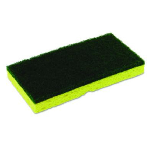 Medium-Duty Scrubber Sponge, 3.13 x 6.25, 0.88" Thick, Yellow/Green, 5/Pack, 8 Packs/Carton