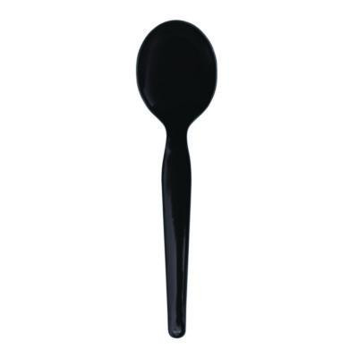 Heavyweight Wrapped Polystyrene Cutlery, Soup Spoon, Plastic, Black, 1,000/Carton