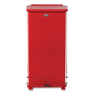 Defenders Heavy-Duty Steel Step Can, 13 Gal, Steel, Red