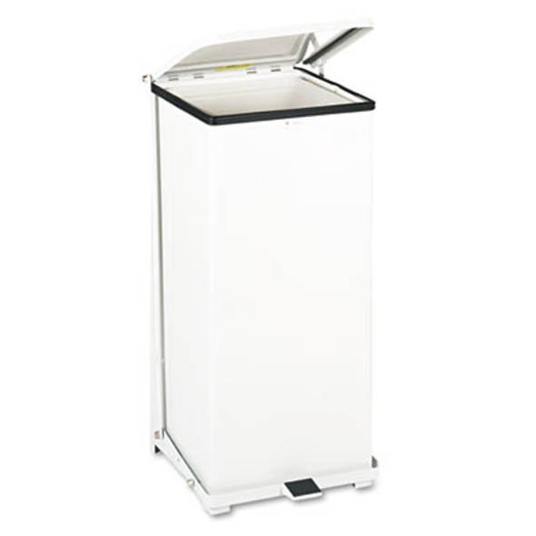 Defenders Heavy-Duty Steel Step Can, 13 Gal, Steel, White