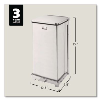 Defenders Heavy-Duty Steel Step Can, 13 Gal, Steel, Stainless Steel