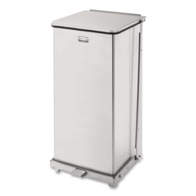 Defenders Heavy-Duty Steel Step Can, 13 Gal, Steel, Stainless Steel