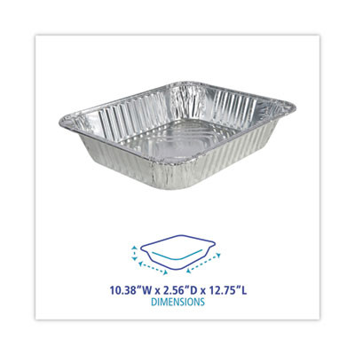 Aluminum Steam Table Pans, Half-Size Deep, 400 Gauge, 2.56" Deep, 10.38 x 12.75, 100/Carton