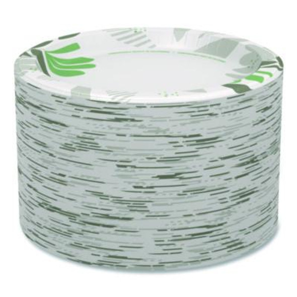 Pathways Soak Proof Shield Heavyweight Paper Plates, Wisesize, 10.13" Dia, Green/Burgundy, 500/Carton