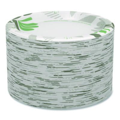 Pathways Soak Proof Shield Heavyweight Paper Plates, Wisesize, 10.13" Dia, Green/Burgundy, 500/Carton