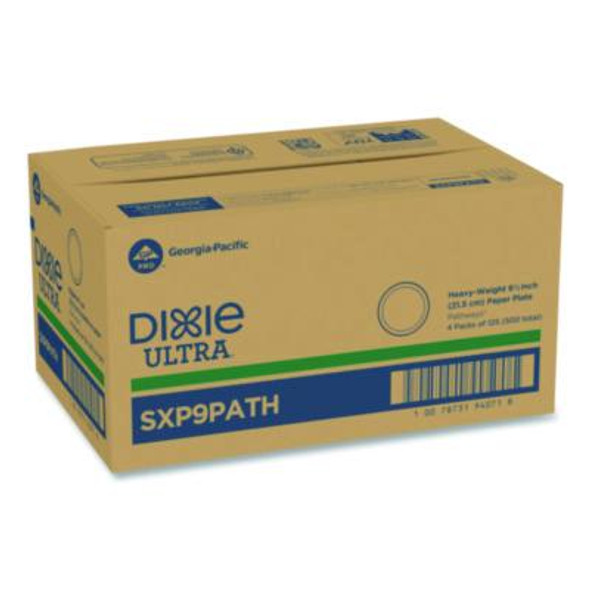 Pathways Soak Proof Shield Heavyweight Paper Plates, Wisesize, 8.5" Dia, Green/Burgundy, 500/Carton