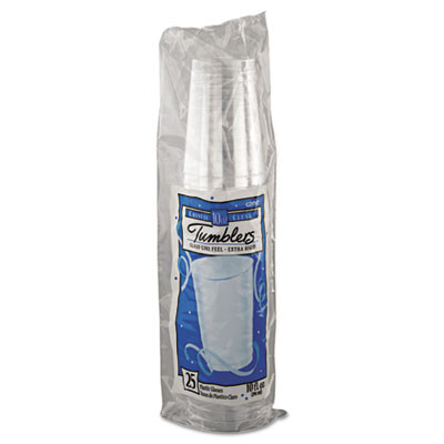 Comet Plastic Tumblers, 10 Oz, Clear, 25/Pack, 20 Packs/Carton