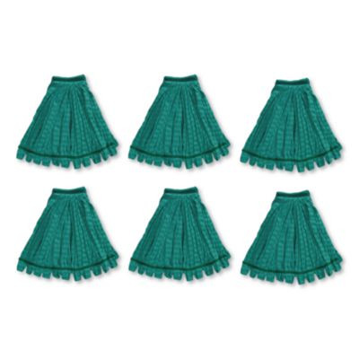 Tube Mop, Microfiber, Green, Medium, 5" Green Headband, 6/Carton
