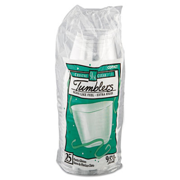 Comet Smooth Wall Tumblers, Squat, 9 Oz, Plastic, Clear, 25/Pack, 20 Packs/Carton
