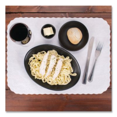 Scalloped Edge Traymat, Smooth Surface, 16.63" x 12.75", White, 1,000/Carton