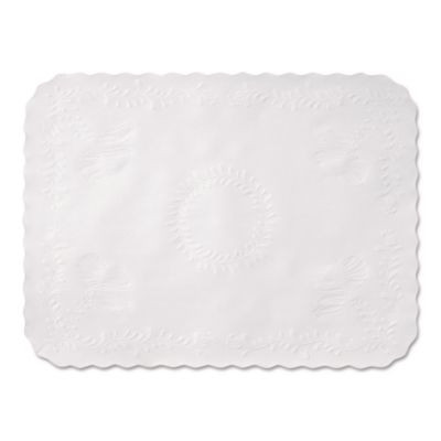Scalloped Edge Traymat, Anniversary Embossed Surface, 19" x 14", White, 1,000/Carton