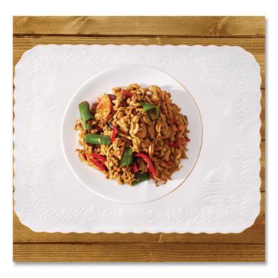 Scalloped Edge Traymat, Anniversary Embossed Surface, 19" x 14", White, 1,000/Carton