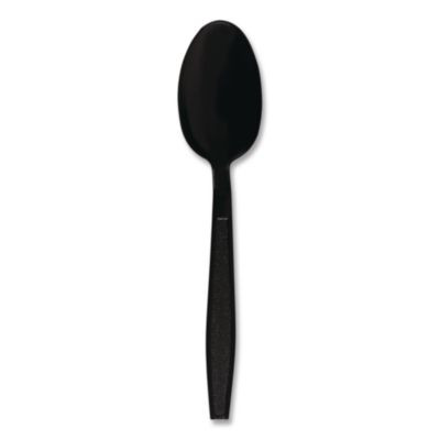 Heavyweight Polypropylene Cutlery, Spoon, Plastic, Black, 1,000/Carton