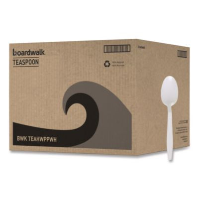 Heavyweight Polypropylene Cutlery, Spoon, Plastic, White, 1,000/Carton