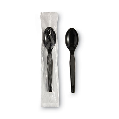 Individually Wrapped Heavyweight Spoon, Plastic, Black, 1,000/Carton