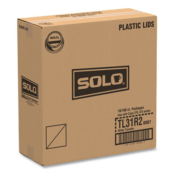 Traveler Cappuccino Style Dome Lid, Fits 10 Oz Hot Cups, Plastic, White, 100/Pack, 10 Packs/Carton