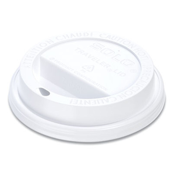 Traveler Cappuccino Style Dome Lid, Fits 10 Oz Hot Cups, Plastic, White, 100/Pack, 10 Packs/Carton