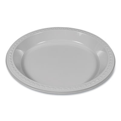 Plastic Dinnerware, Plates, 10.25" Dia, White, 125/Pack