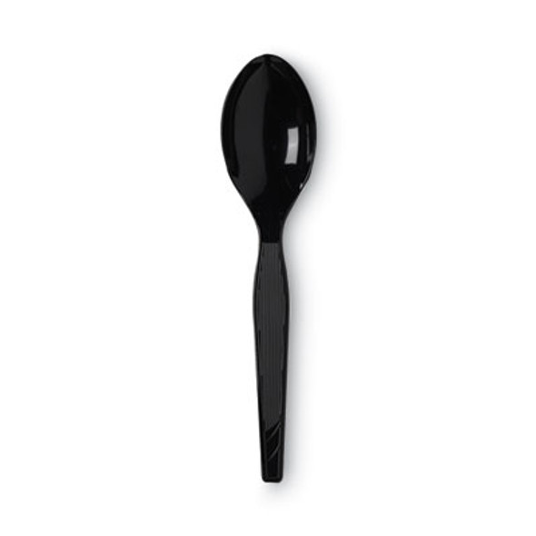 Plastic Cutlery, Heavy Mediumweight Spoon, Black, 1,000/Carton