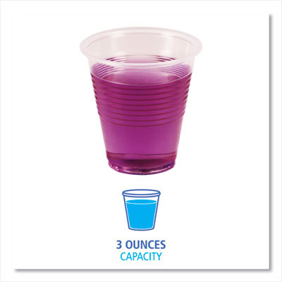 Translucent Plastic Cold Cups, 3 Oz, 125/Sleeve, 20 Sleeves/Carton