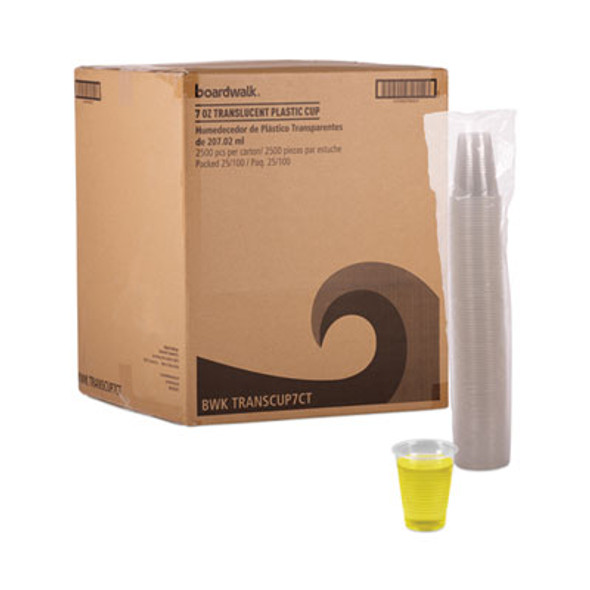 Translucent Plastic Cold Cups, 7 Oz, 100/Sleeve, 25 Sleeves/Carton