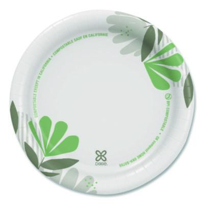 Pathways Soak-Proof Shield Mediumweight Paper Plates, Wisesize, 6.87" Dia, Green/Burgundy, 500/Carton