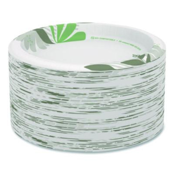 Pathways Soak-Proof Shield Mediumweight Paper Plates, 8.5" Dia, Green/Burgundy, 125/Pack