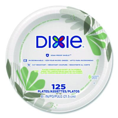 Pathways Soak-Proof Shield Mediumweight Paper Plates, 8.5" Dia, Green/Burgundy, 125/Pack