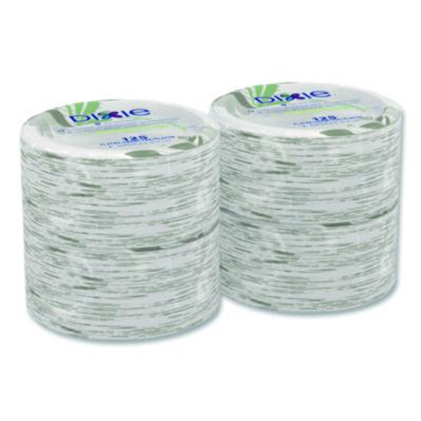 Pathways Soak-Proof Shield Mediumweight Paper Plates, Wisesize, 8.5" Dia, Green/Burgundy, 125/Pack