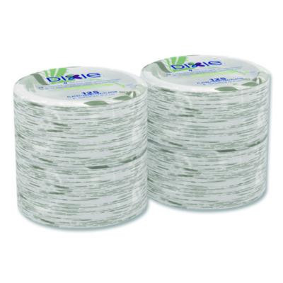 Pathways Soak-Proof Shield Mediumweight Paper Plates, Wisesize, 8.5" Dia, Green/Burgundy, 125/Pack