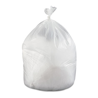 High-Density Commercial Can Liner Value Pack, 60 Gal, 19 Mic, 38" x 58", Clear, Interleaved Roll, 25 Bags/Roll, 6 Rolls/Ct
