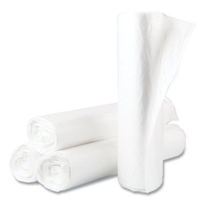 High-Density Commercial Can Liner Value Pack, 45 Gal, 14 Mic, 40" x 46", Natural, Interleaved Roll, 25 Bags/Roll, 10 Rolls/Ct