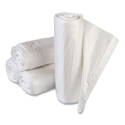 High-Density Commercial Can Liner Value Pack, 60 Gal, 14 Mic, 43" x 46", Clear, Interleaved Roll, 25 Bags/Roll, 8 Rolls/Ct