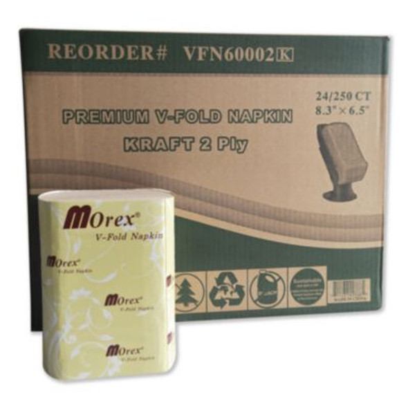 Premium Interfold Pop-Up Dispenser Napkin, 2-Ply, 6.5 x 5, Brown, 6,000/Carton