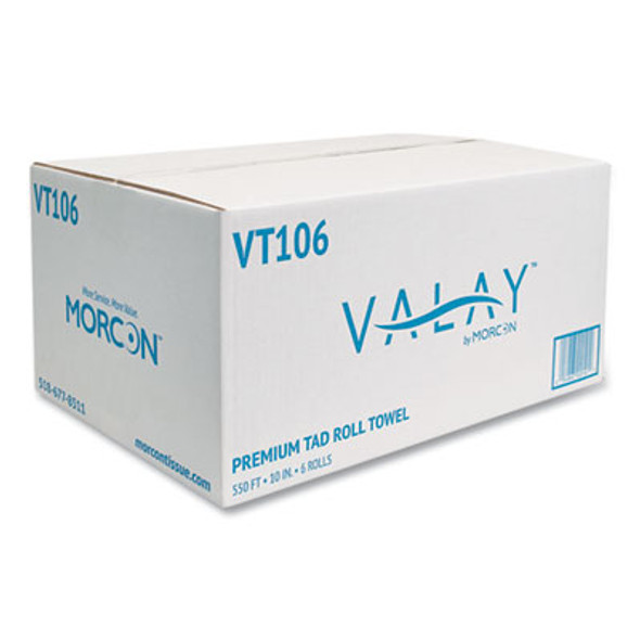 10 Inch Tad Roll Towels, 1-Ply, 10" X 550 Ft, White, 6 Rolls/Carton