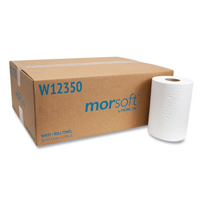Morsoft Universal Roll Towels, 1-Ply, 8" x 350 Ft, White, 12 Rolls/Carton
