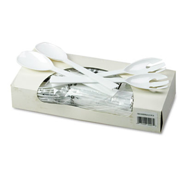Table Set Plastic Serving Forks And Spoons, 9.5", White, 48/Pack