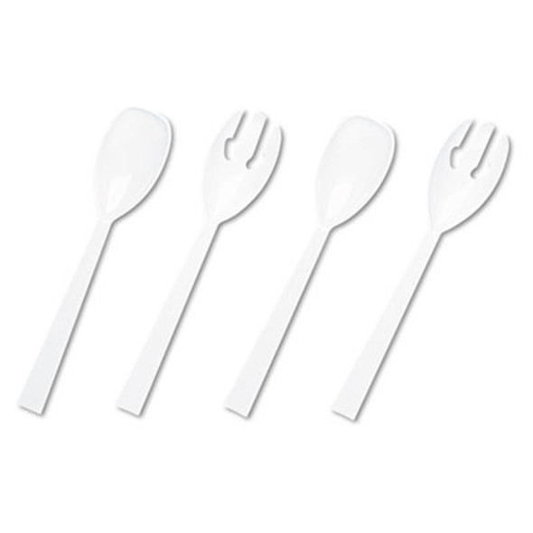 Table Set Plastic Serving Forks And Spoons, 9.5", White, 48/Pack