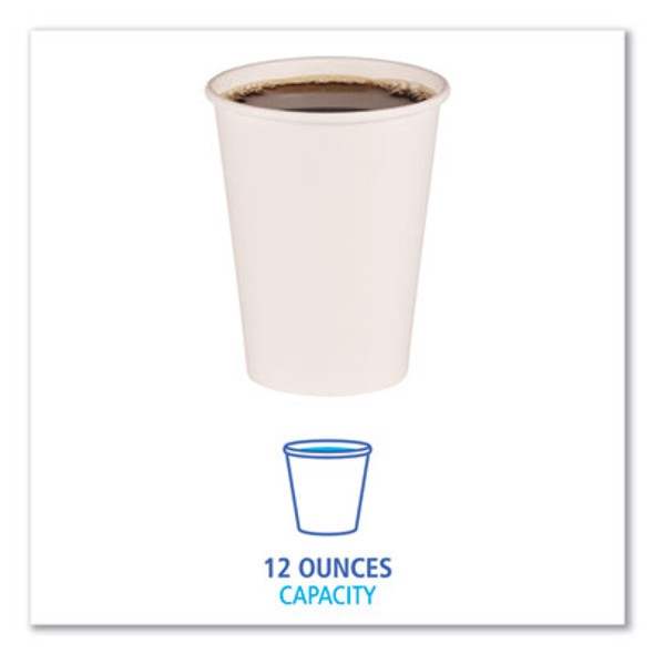 Paper Hot Cups, 12 Oz, White, 50/Sleeve, 20 Sleeves/Carton