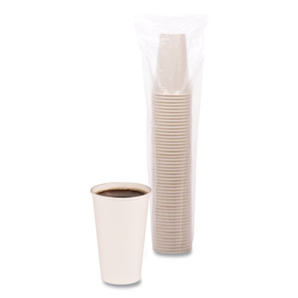 Paper Hot Cups, 16 Oz, White, 50/Sleeve, 20 Sleeves/Carton