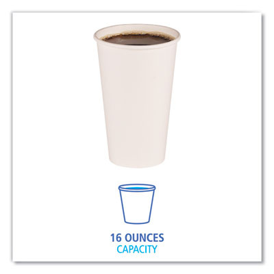Paper Hot Cups, 16 Oz, White, 50/Sleeve, 20 Sleeves/Carton