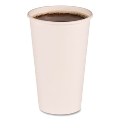 Paper Hot Cups, 16 Oz, White, 50/Sleeve, 20 Sleeves/Carton