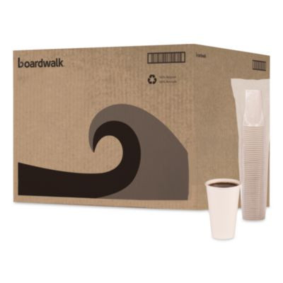 Paper Hot Cups, 16 Oz, White, 50/Sleeve, 20 Sleeves/Carton