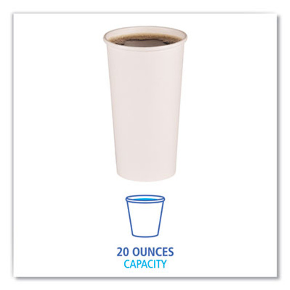 Paper Hot Cups, 20 Oz, White, 50/Sleeve, 12 Sleeves/Carton