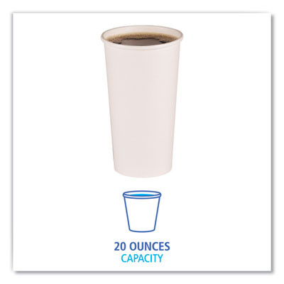 Paper Hot Cups, 20 Oz, White, 50/Sleeve, 12 Sleeves/Carton