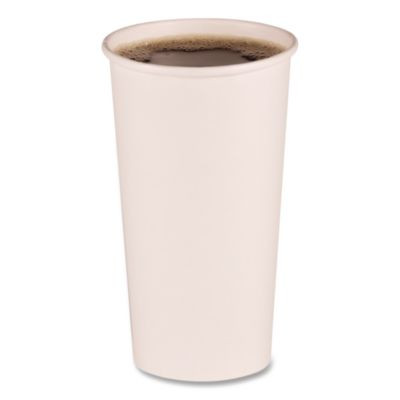 Paper Hot Cups, 20 Oz, White, 50/Sleeve, 12 Sleeves/Carton