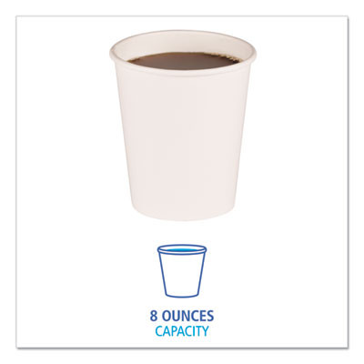 Paper Hot Cups, 8 Oz, White, 50/Sleeve, 20 Sleeves/Carton