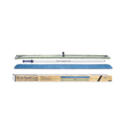 Supercourt Athletic Floor Care System, 60" Microfiber Head, 66" Silver/Blue Aluminum Handle